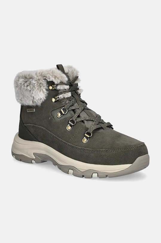 Зимние ботинки женские Skechers Trego Snow Worries из замши и искусственного меха, зеленый