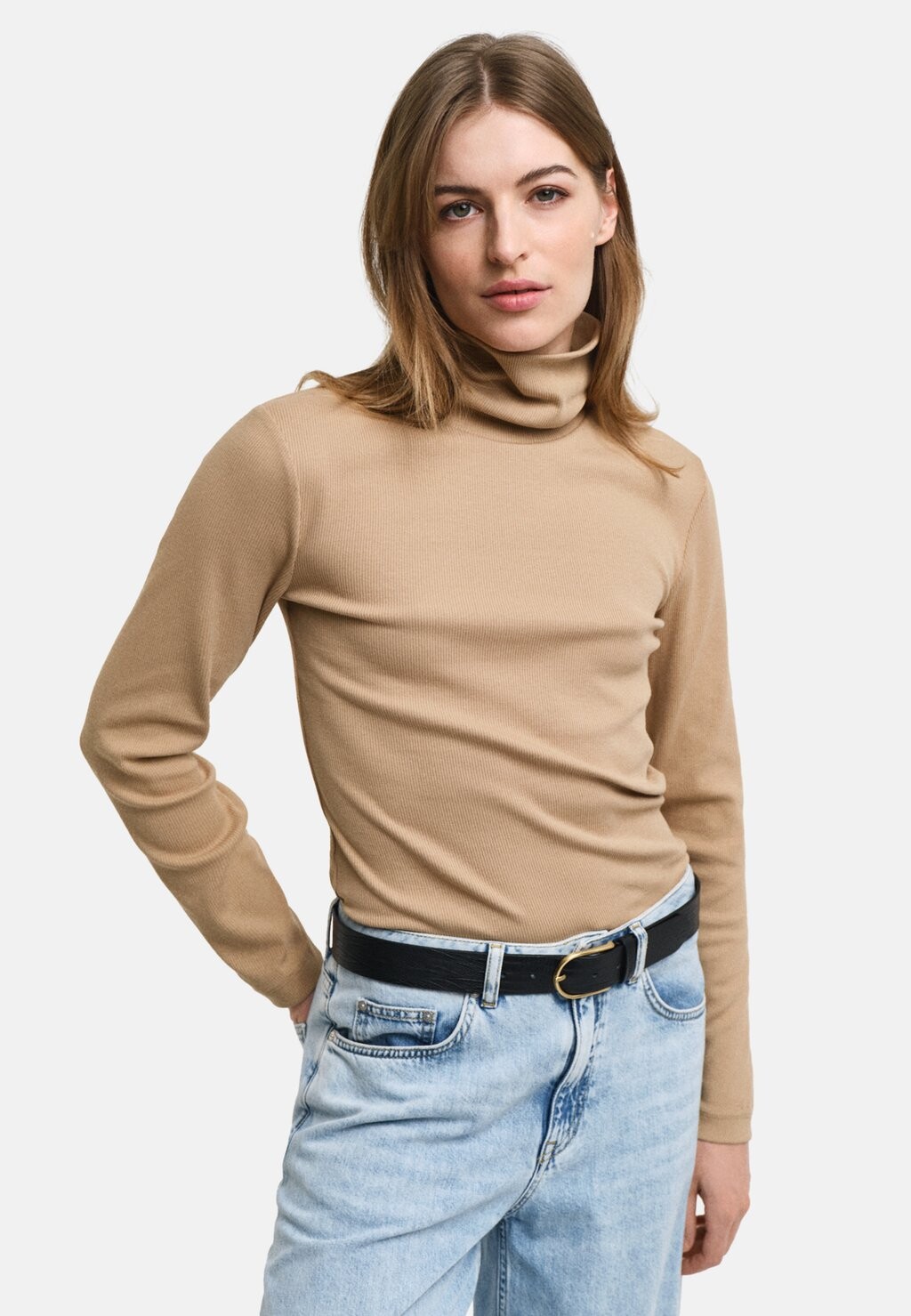 

Топ с длинными рукавами SLIM TURTLENECK GANT, бежевый