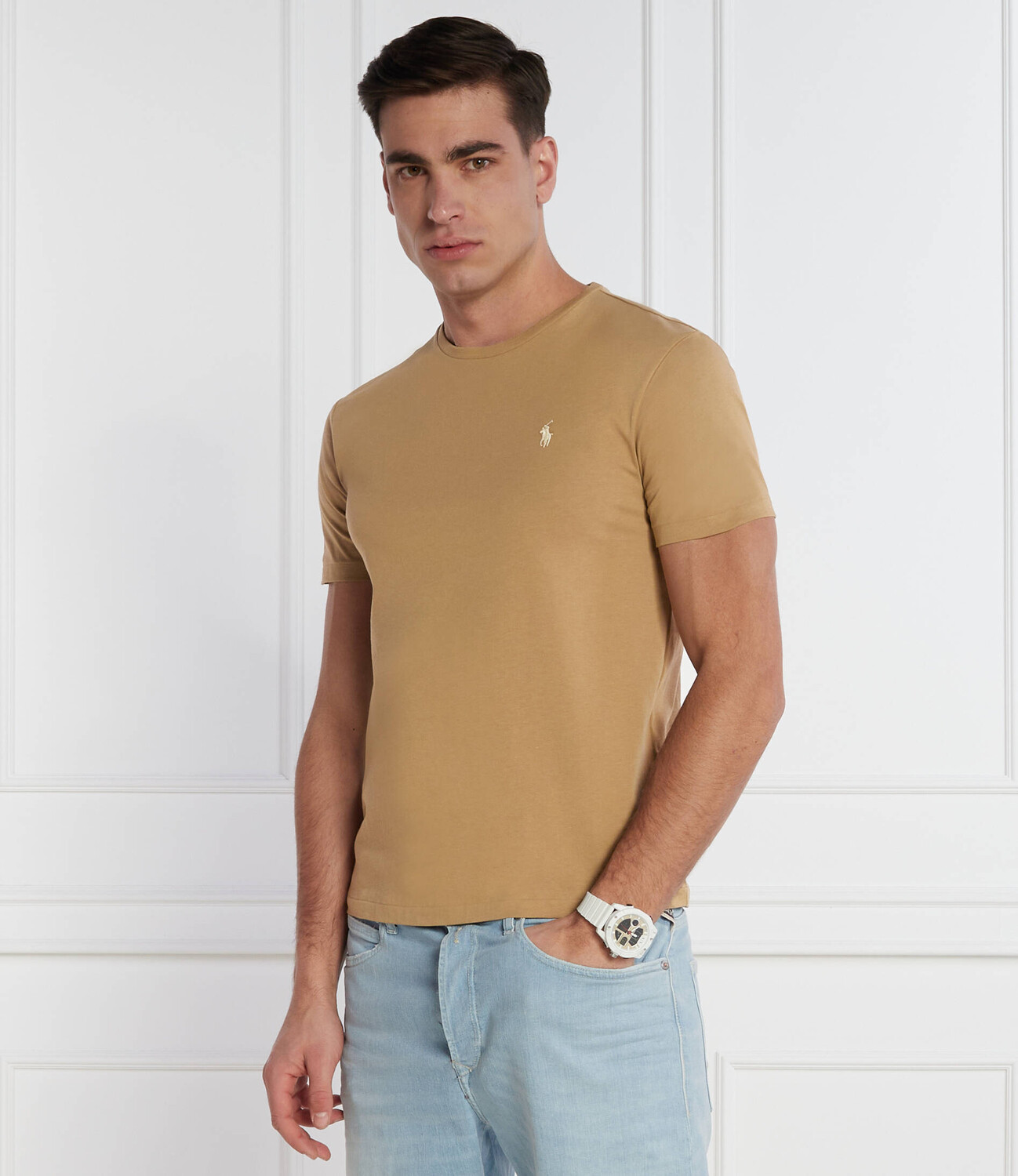 Футболка POLO RALPH LAUREN Slim Fit, коричневый — фото 3