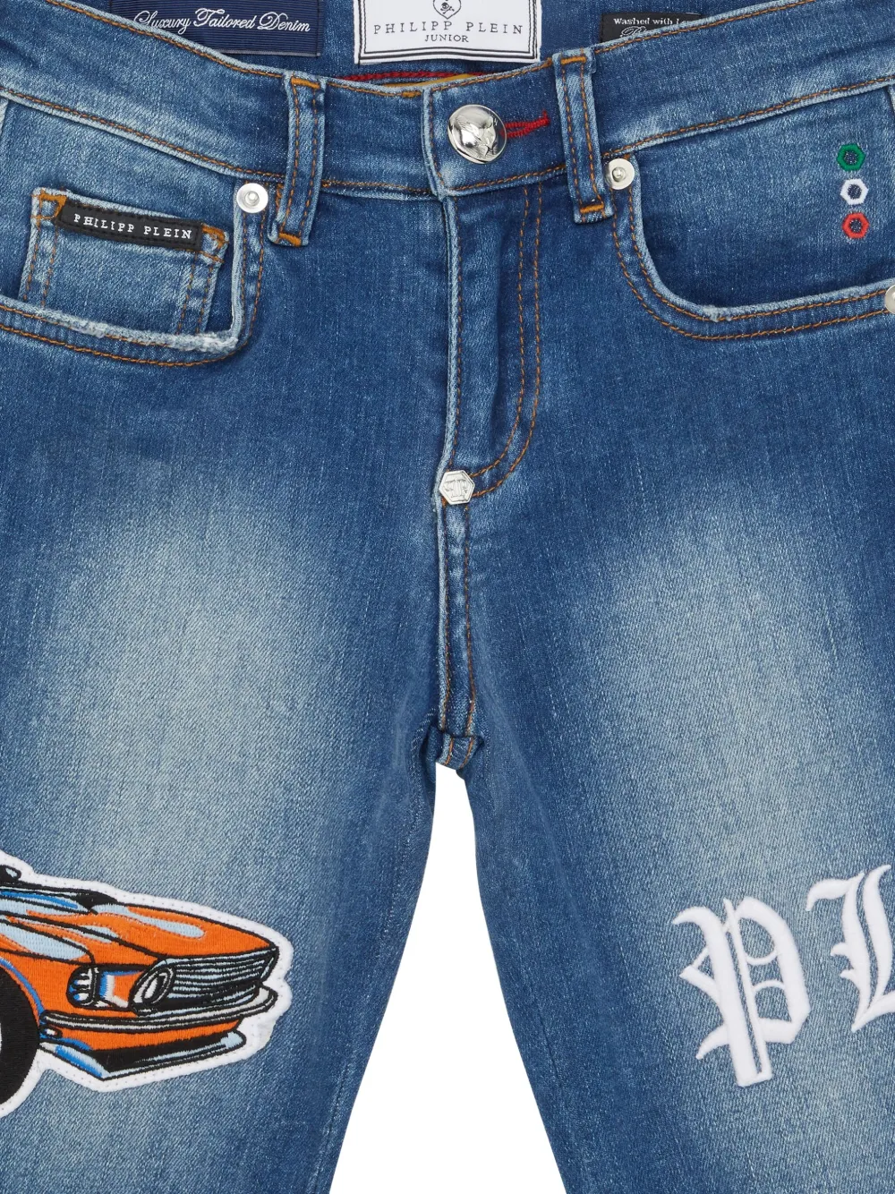 Джинсовые шорты Formentera Cars Racing Philipp Plein, синий — фото 3