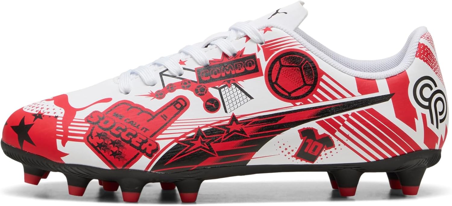 

Футбольные бутсы Puma для детей и взрослых Unisex Christian Pulisic Legacy Ultra Firm для искусственного покрытия, белый/черный/красный