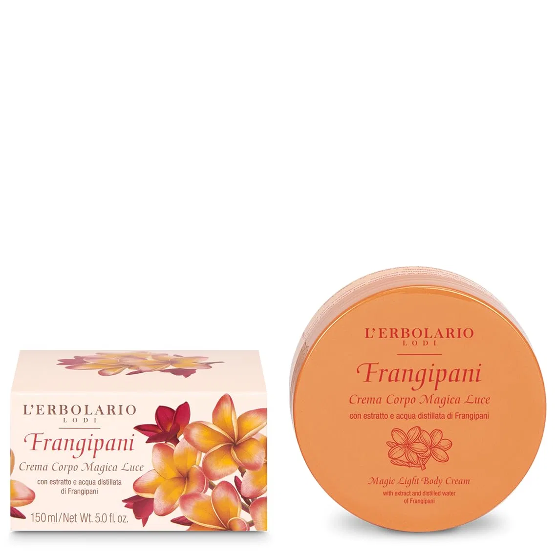 Легкий парфюмированный увлажняющий крем для тела L'Erbolario Frangipani Magic с осветляющим эффектом 150 мл L'Erbolario