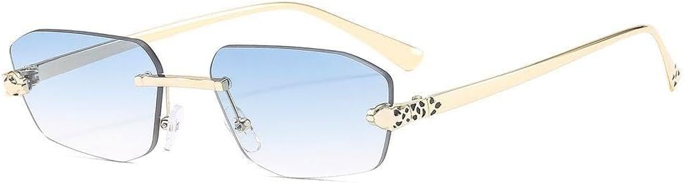 

Маленькие солнцезащитные очки без оправы для женщин и мужчин в стиле ретро, ​​с оправой под золотистый леопардовый принт, солнцезащитные очки с защитой от УФ-излучения UV400 TVTBBVV, 5