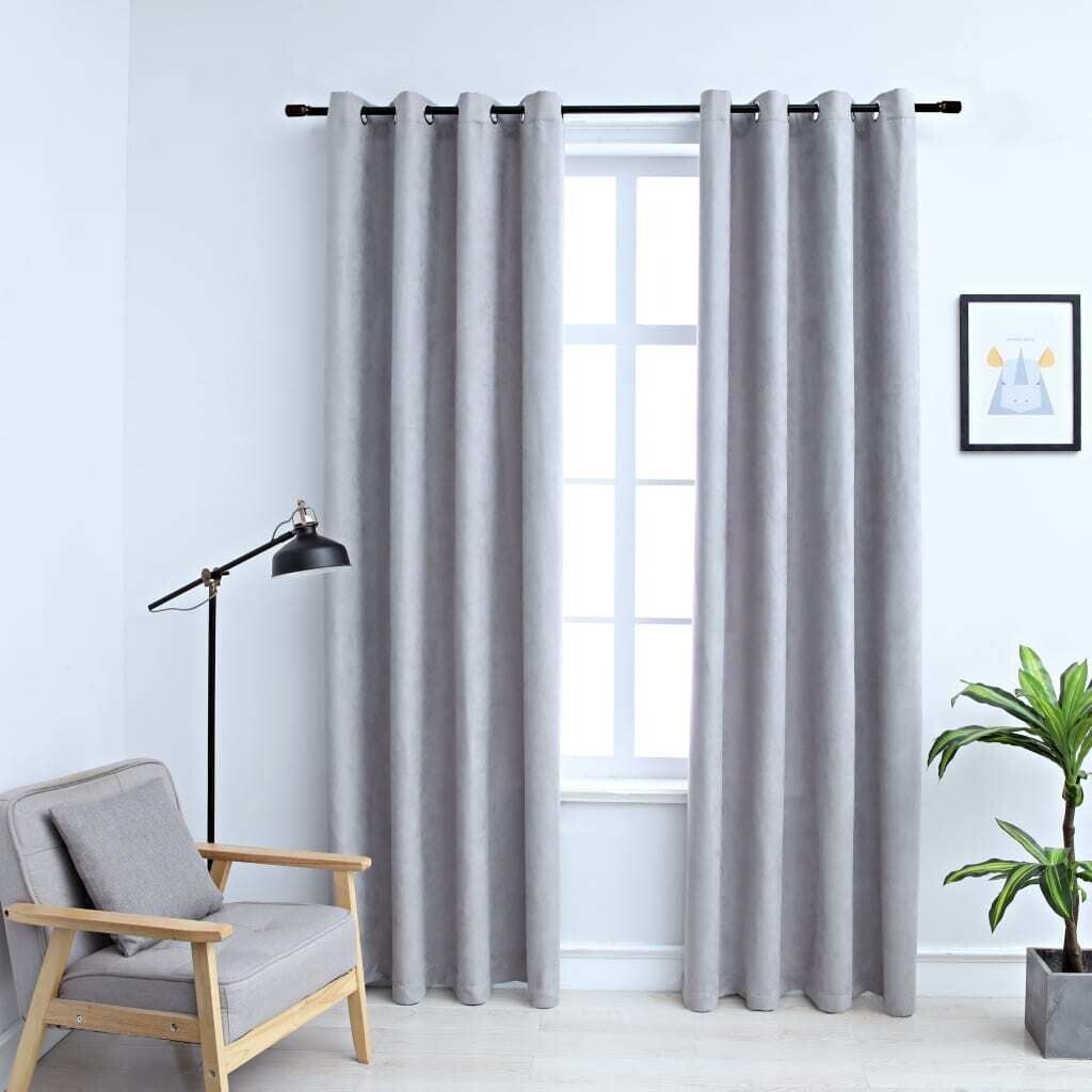 

Шторы блэкаут с металлическими люверсами 2 шт Серые 140х225 см. DKD HOME DECOR, серый
