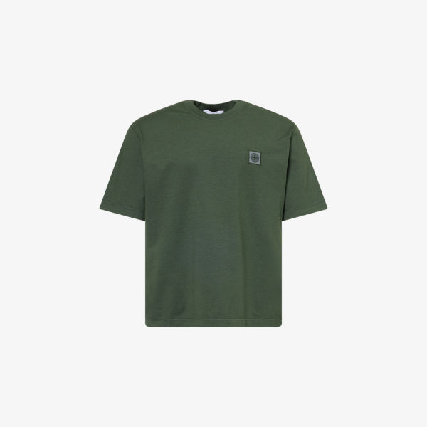 

Футболка из хлопкового джерси с брендовым патчем Brand-Patch Stone Island, цвет juniper