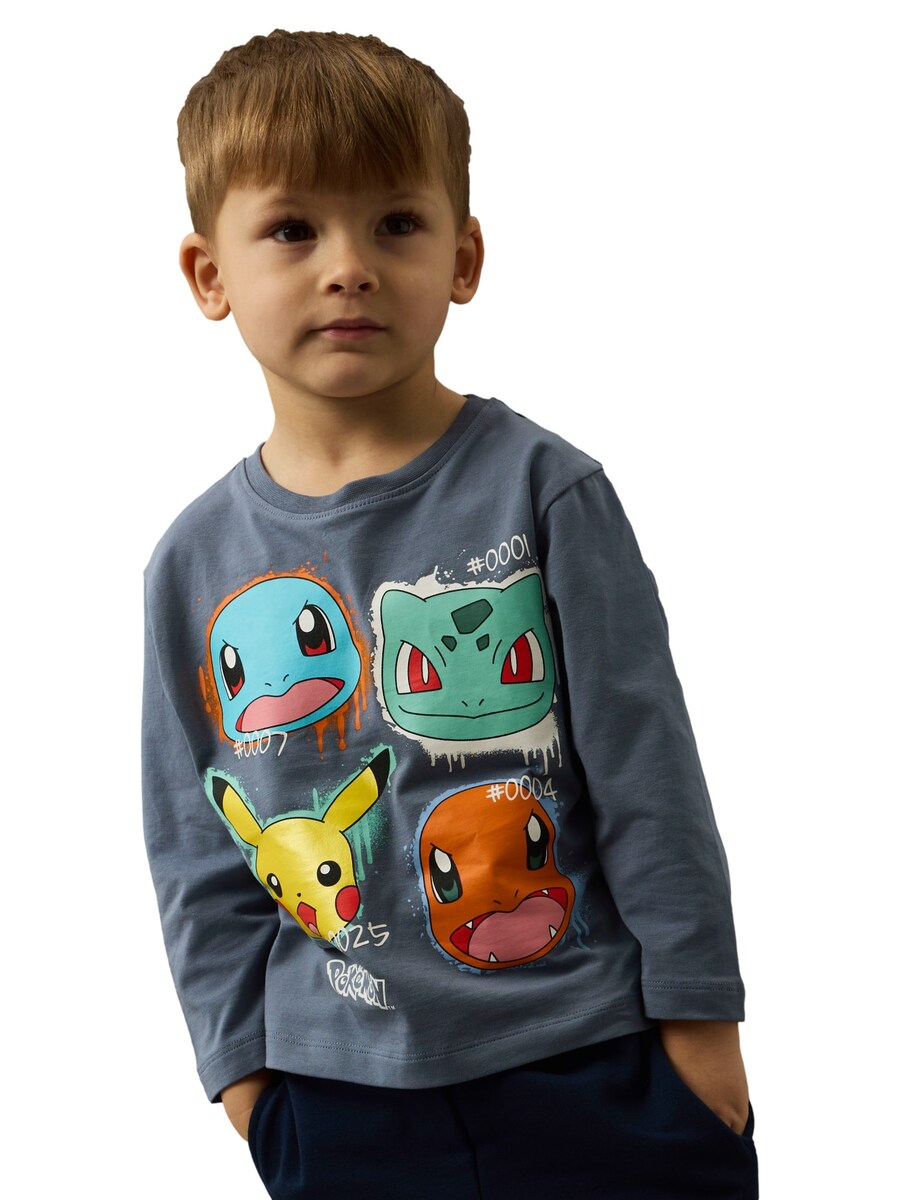 Рубашка NAME IT NMMNor Pokemon, пыльно-синий/светло-голубой — фото 4