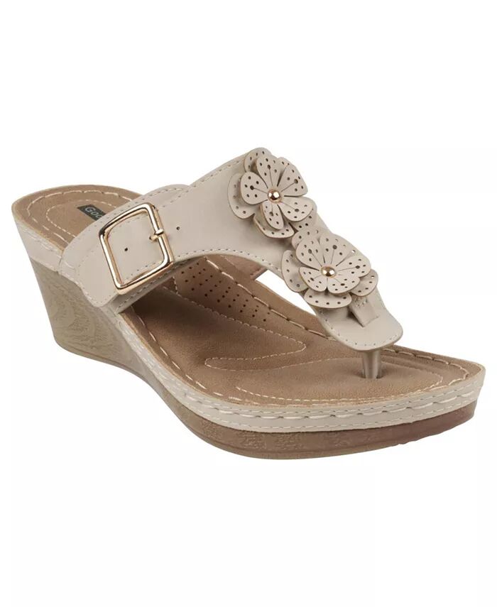 Женские босоножки Narbonne Flower на танкетке GC Shoes, коричневый/бежевый
