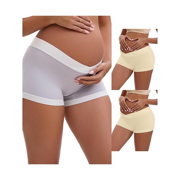 

3 пачки женских низких трусиков-шорт для беременных под живот Inspire Chic, Beige Purple