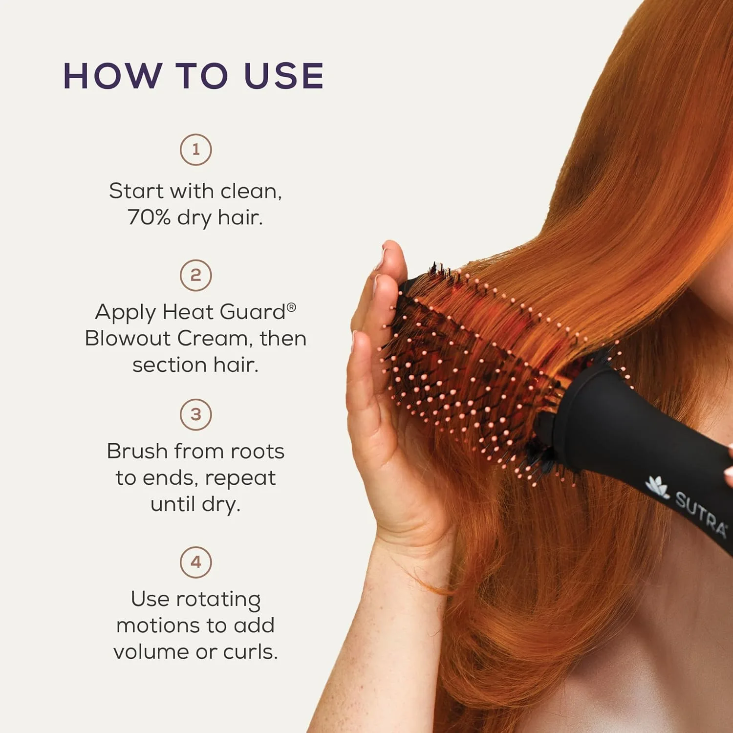 Инфракрасная щетка для выпрямления волос Sutra IR 2 дюйма, Black & Rose Gold — фото 4