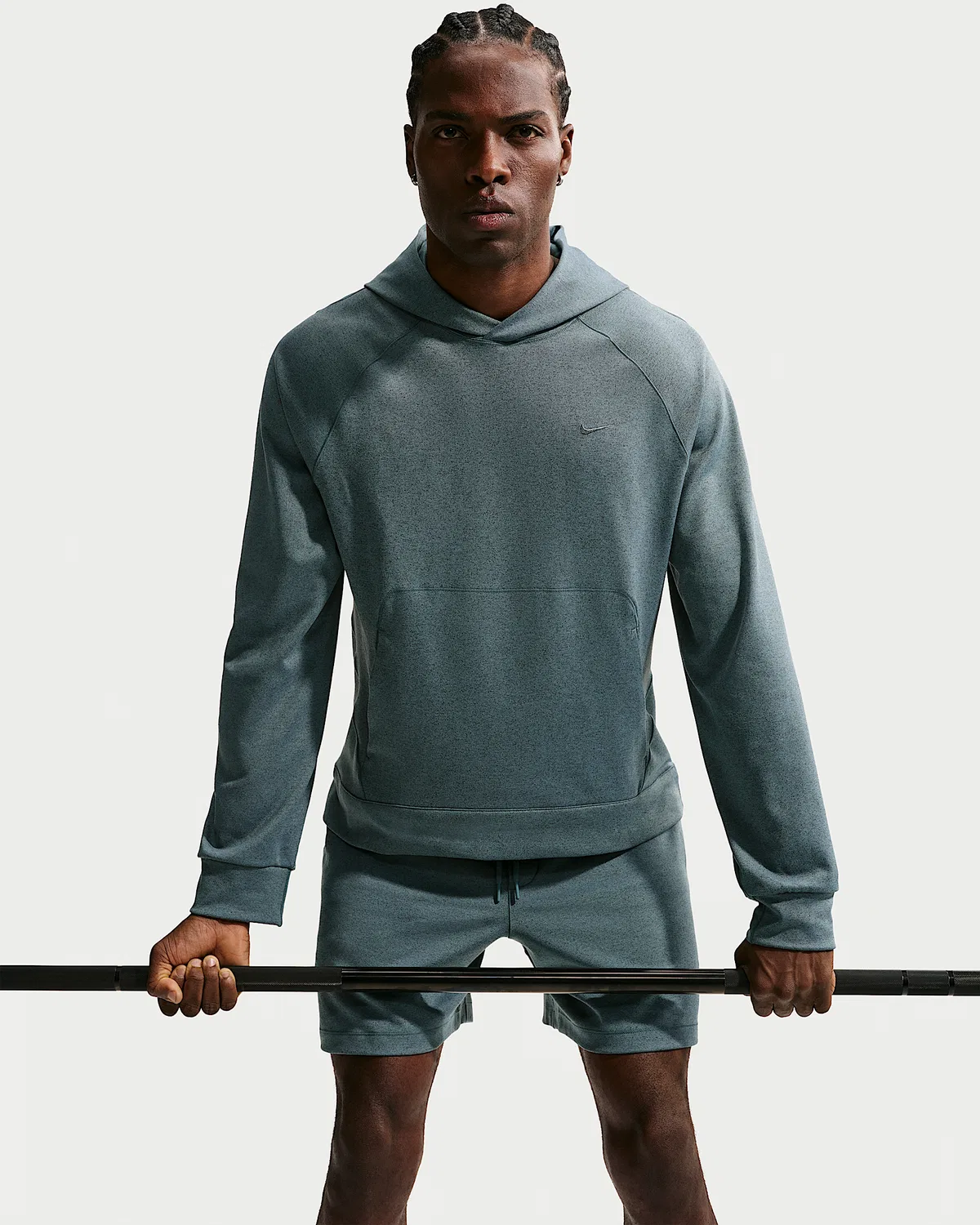 Мужская спортивная худи Nike Primary NanoKnit Dri-FIT с защитой от УФ, Mineral Slate/Black Spruce/Heather/Mineral Slate — фото 3