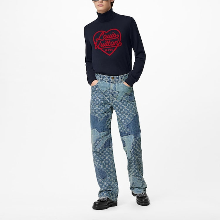 Футболка Nigo с монограммой и денимом в стиле пэчворк LOUIS VUITTON, Включается сумка для покупок — фото 4