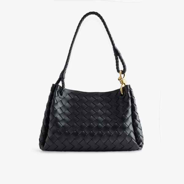 

Средняя кожаная плечевая сумка Parachute intrecciato Bottega Veneta, черный