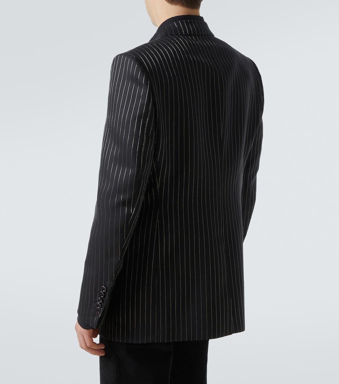 Полосатый блейзер из шерсти и шелкового ламе Tom Ford, Black & Silver — фото 4