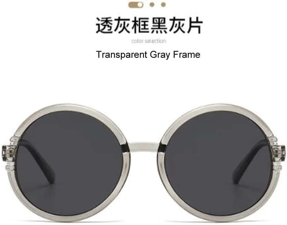 

Круглые солнцезащитные очки в крупной оправе в стиле ретро с защитой от УФ-излучения UV400 для женщин и мужчин star shop, Transparent Gray Frame Black Gray Flakes