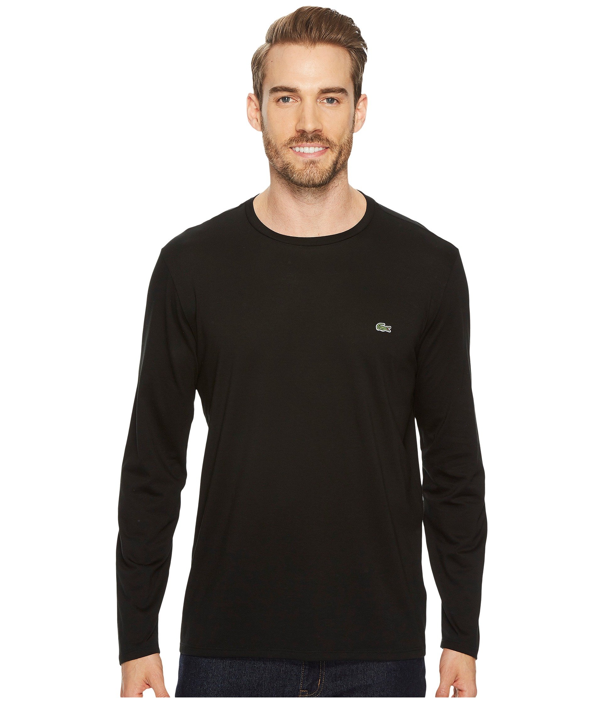 

Футболка Lacoste Long Sleeve Pima Jersey Crew Neck T-Shirt, черный