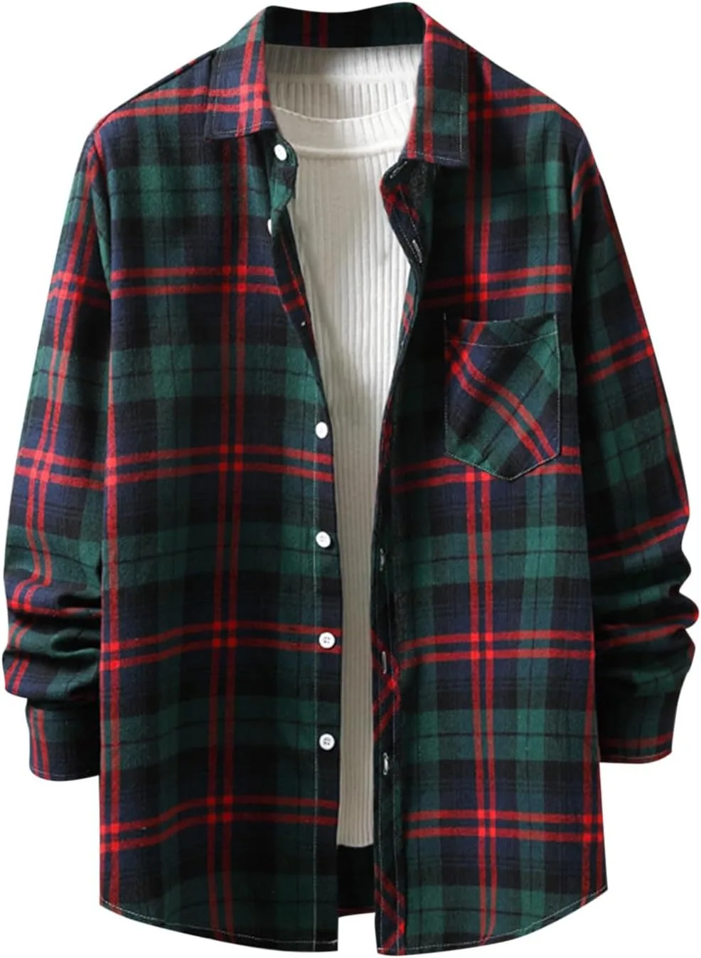 

Мужская фланелевая рубашка в клетку с длинным рукавом