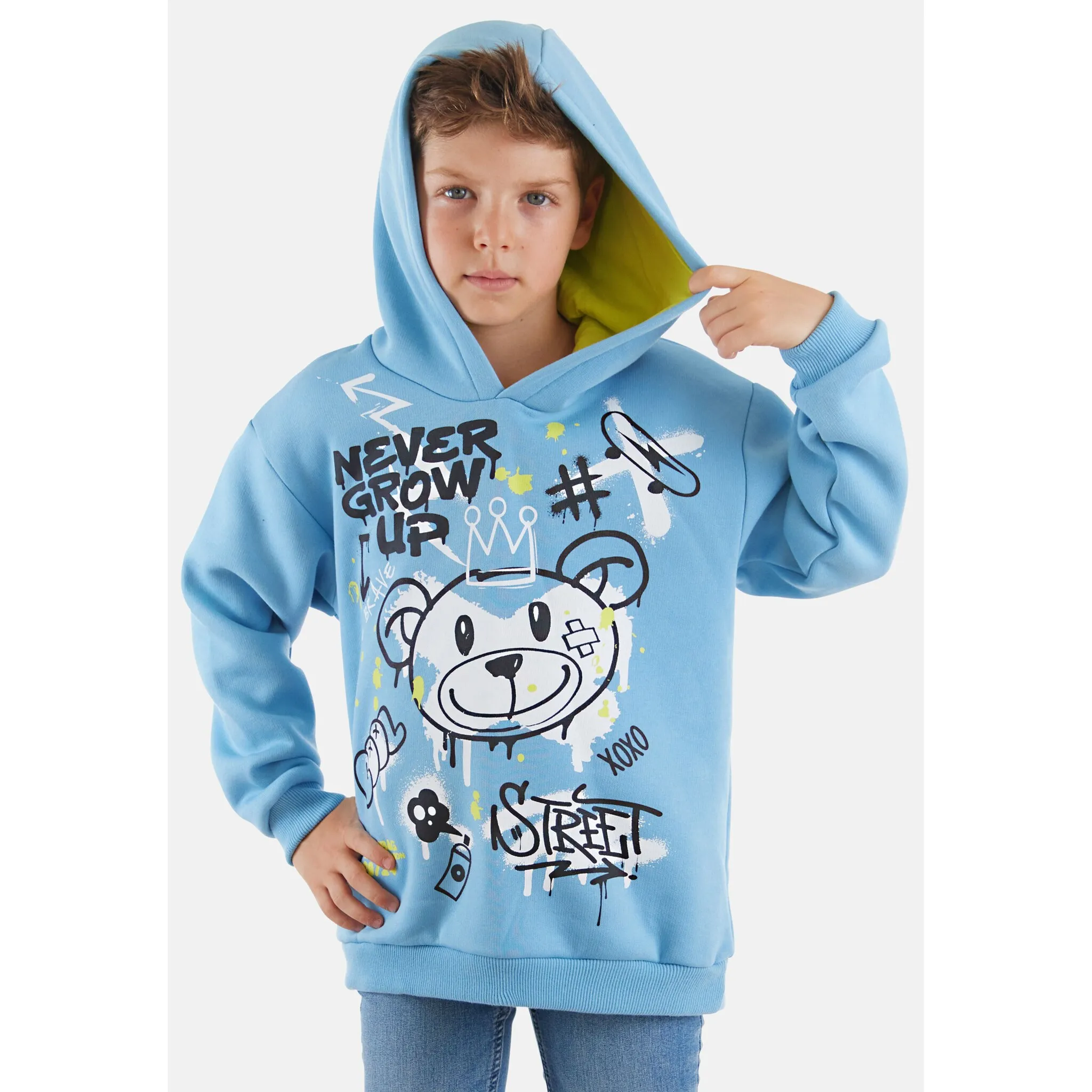 

Толстовка Denokids «Cool Bear» с капюшоном, цвет slate blue