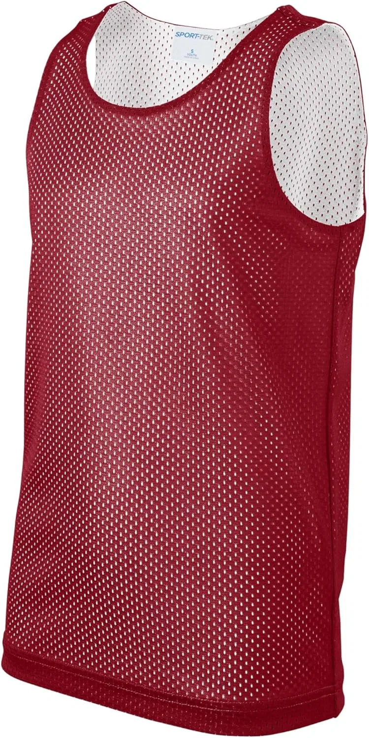 Детский реверсивный топ-сетка SPORT-TEK, Deep Red/White — фото 4