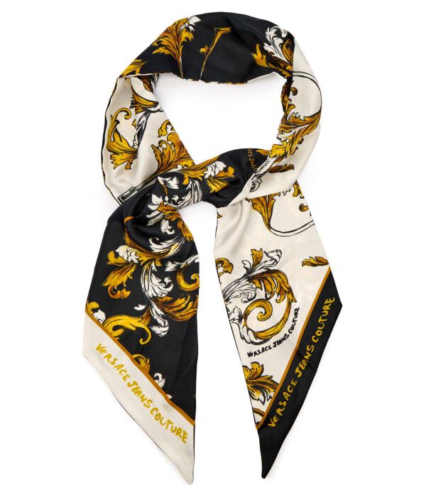

Двусторонний шелковый шарф Versace Jeans Couture, черный