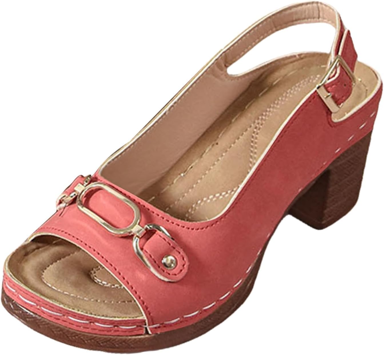 

Женские сандалии, комфортные винтажные с открытым носком, ремешок с пряжкой, с задником, римские сандалии, повседневные летние туфли, модные свадебные и праздничные сандалии Kvotuu, красный