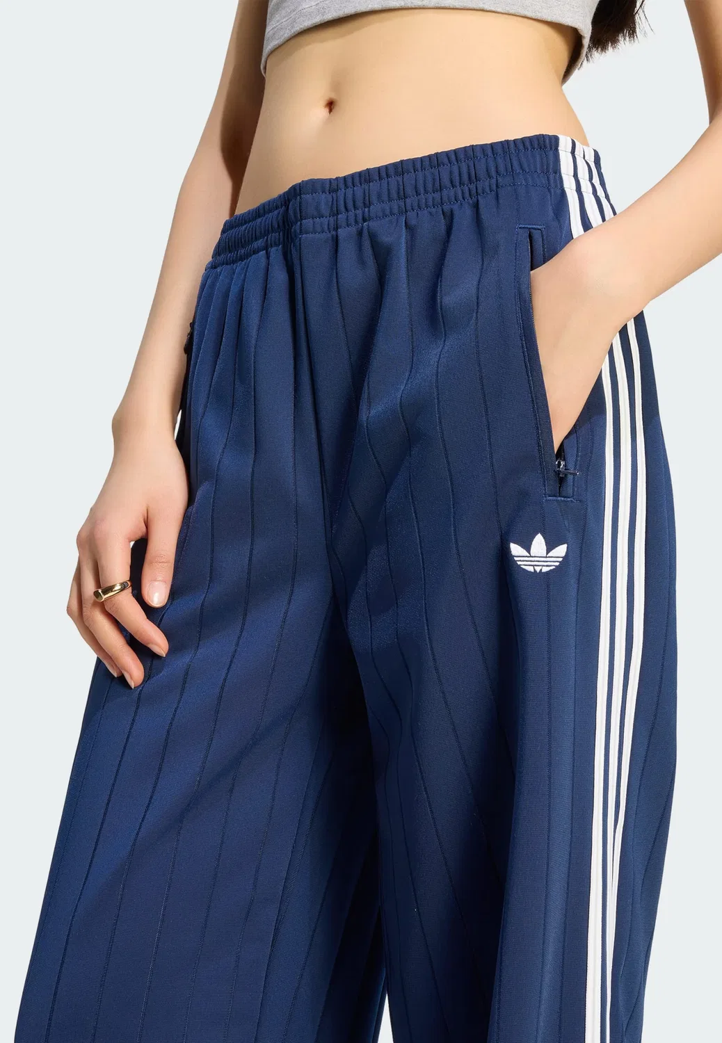 Брюки Adidas Originals свободного кроя Firebird темно-синего цвета — фото 4