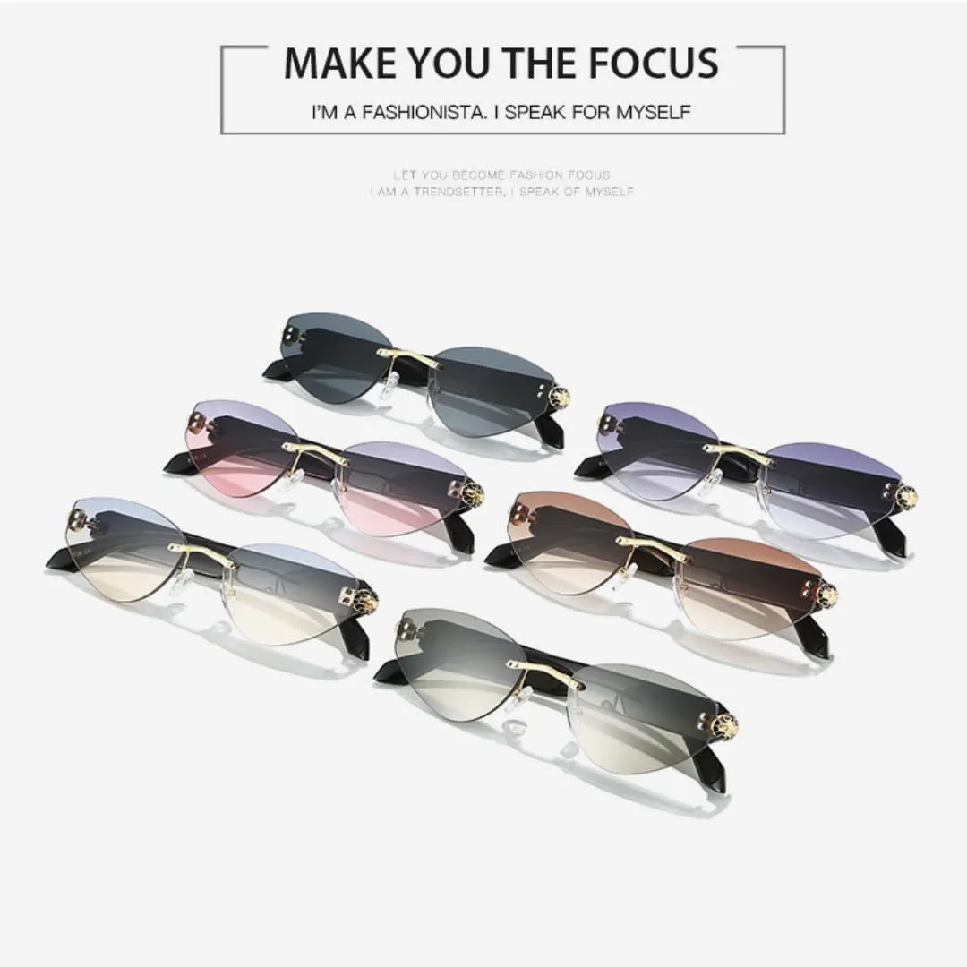 

Роскошные безрамочные солнцезащитные очки овальной формы с градиентным переходом для женщин, мужские очки с защитой от УФ-излучения UV400 HHZZYVY, Black Grey