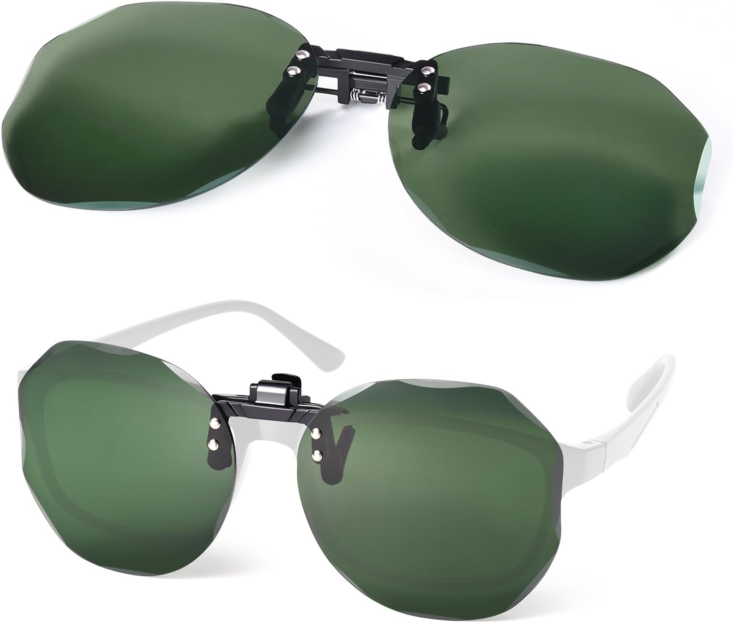 

Солнцезащитные очки Polygon Clip On для женщин и мужчин, надеваемые поверх очков с диоптриями, поляризованные, откидные, надеваются поверх солнцезащитных очков TINHAO, Green