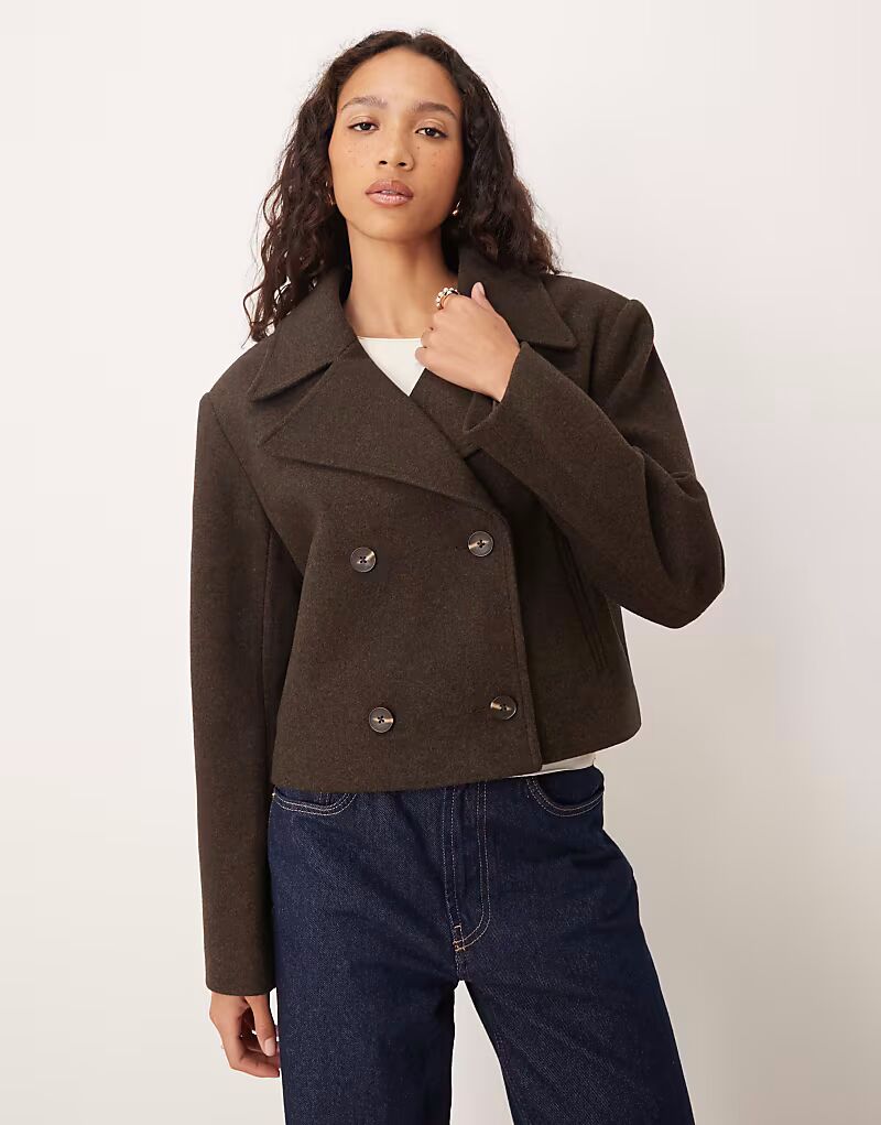 

Короткий деловой тренчкот шоколадного цвета Asos Design