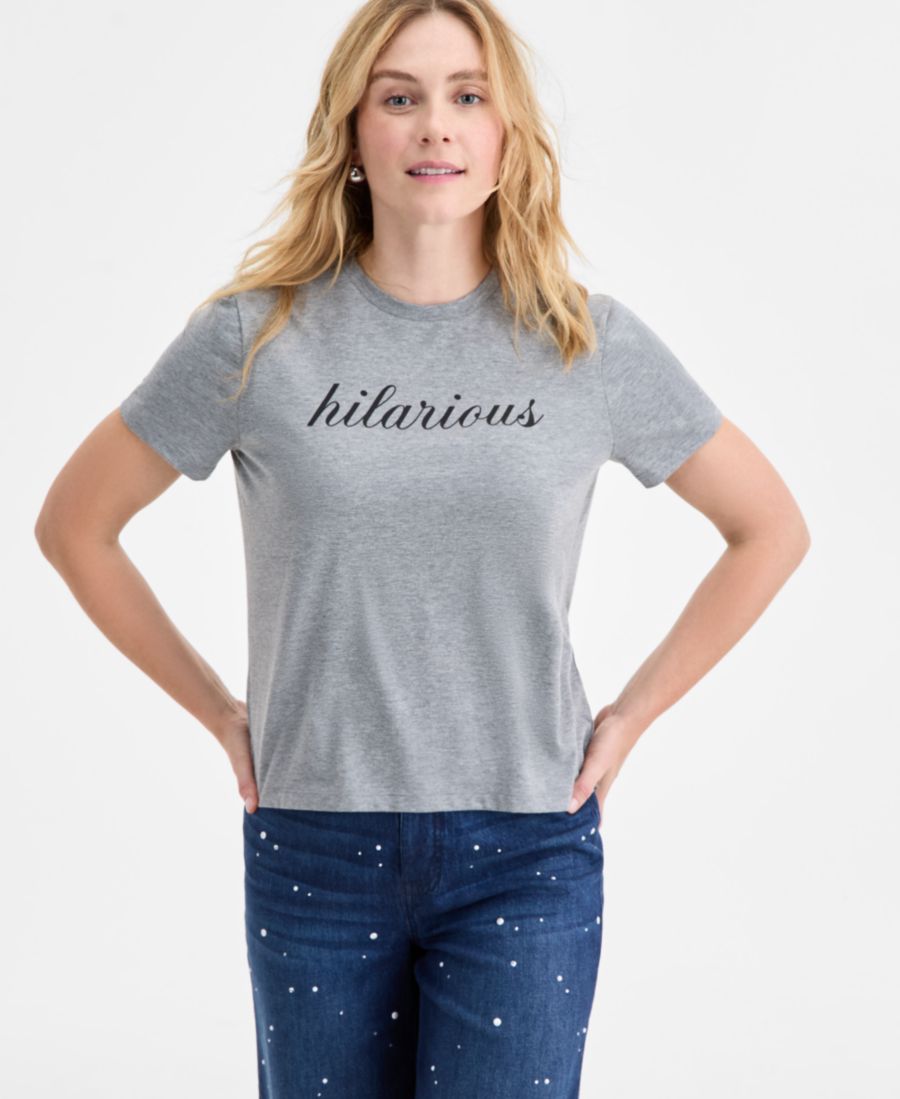 

Женская вязаная футболка с коротким рукавом и забавным графическим принтом On 34th, Grey Flint, Серый, Женская вязаная футболка с коротким рукавом и забавным графическим принтом On 34th, Grey Flint