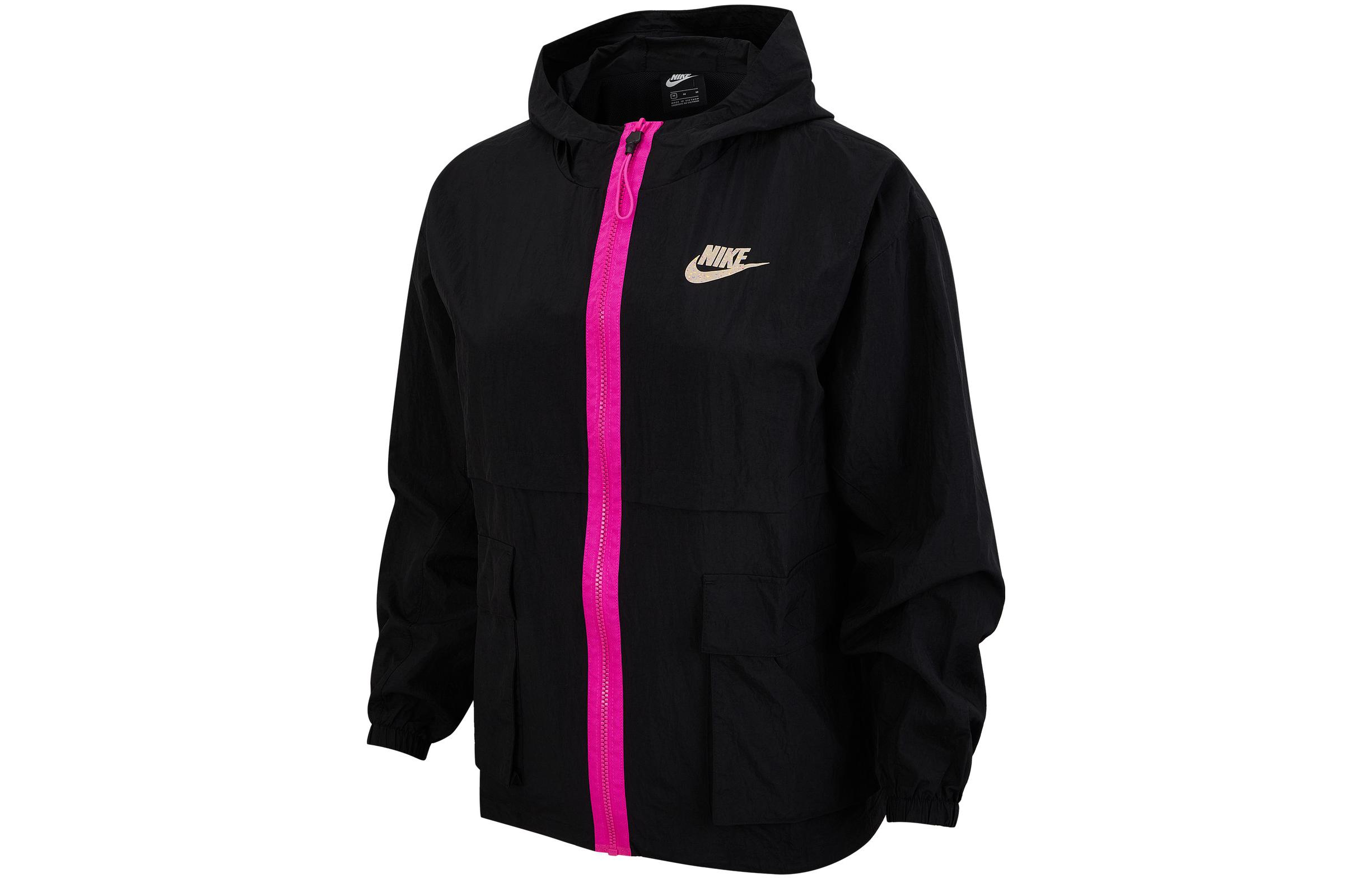 Спортивная куртка женская черный/черный/розовое пламя Nike — фото 2