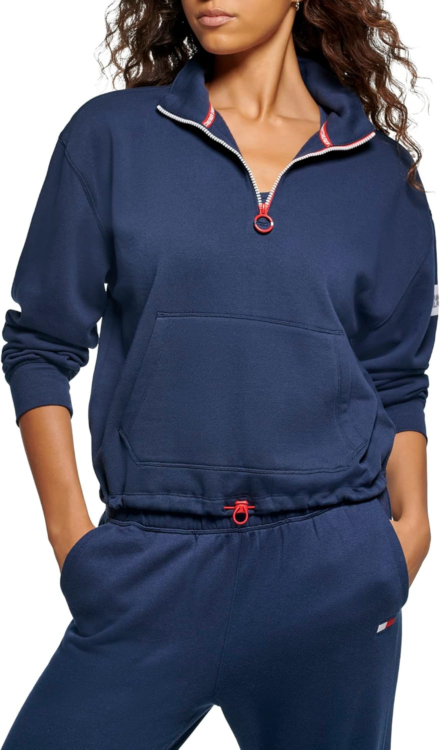 

Женская толстовка Tommy Hilfiger с застежкой-молнией и поясом-банджи, Navy