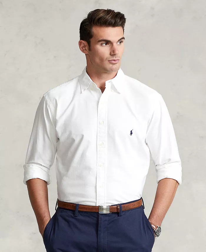

Мужская классическая оксфордская рубашка с длинным рукавом Big & Tall Polo Ralph Lauren, белый