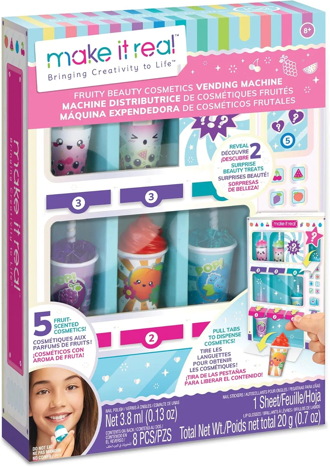 Автомат с косметикой Fruity Beauty Make It Real, блеск для губ со вкусом фруктов, 5 штук