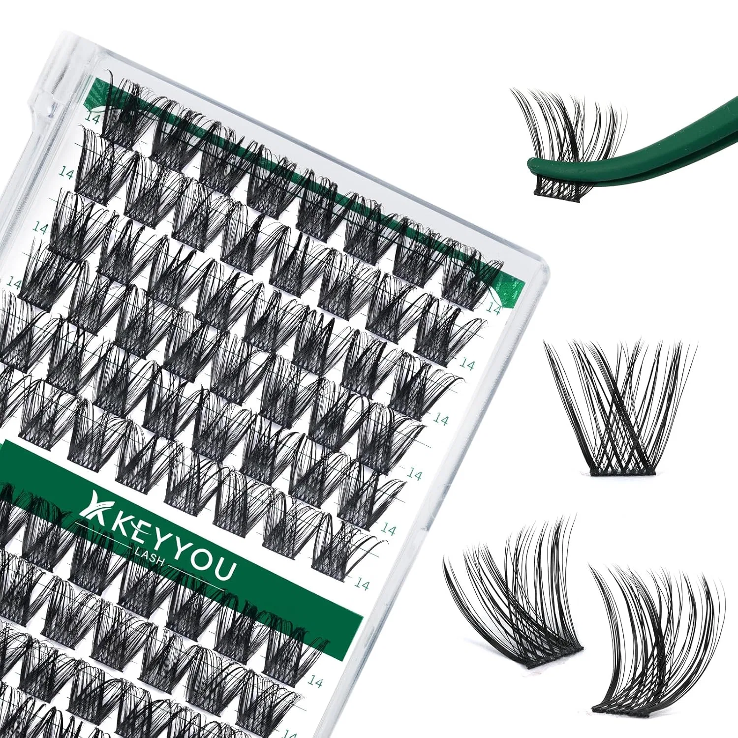 Набор накладных ресниц-пучков «Volume Wispy Lash Extension» 14 мм от KEYYOU Keyyou, Y01