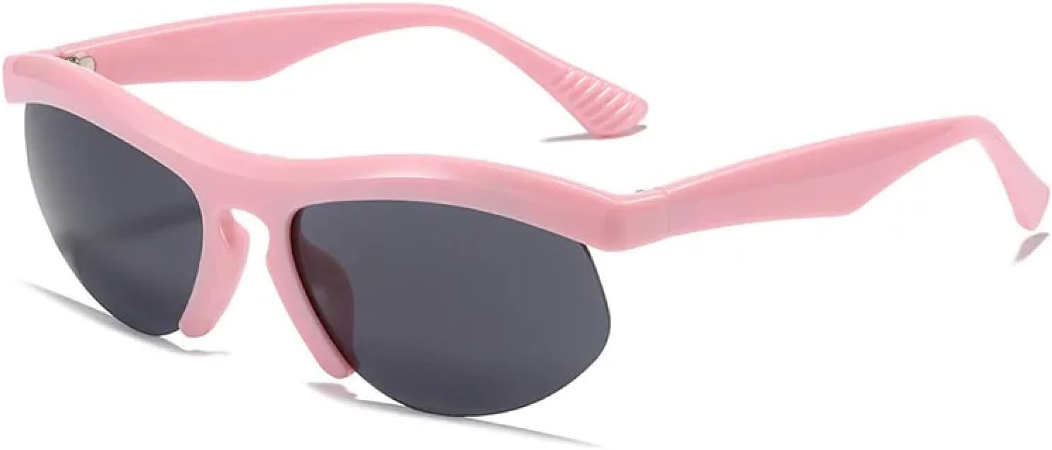 

Ретро-солнцезащитные очки без оправы для женщин, модные, конфетных цветов, с защитой от УФ-излучения UV400, для мужчин, для занятий спортом на открытом воздухе, вождения, зеркальные солнцезащитные очки WNCKSQ, Pink Grey