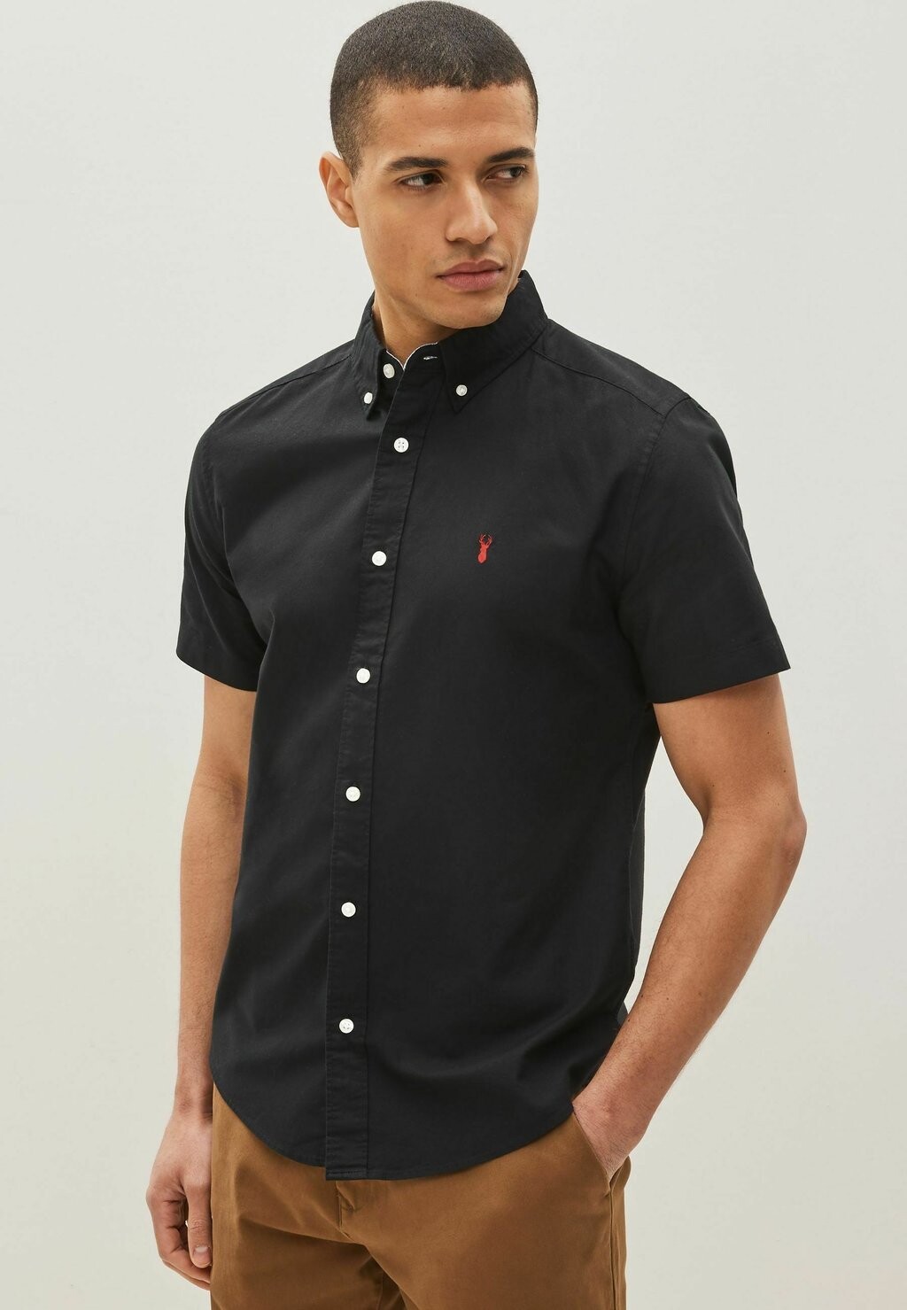 

Рубашка SHORT SLEEVE OXFORD WITH STAG Next, цвет black