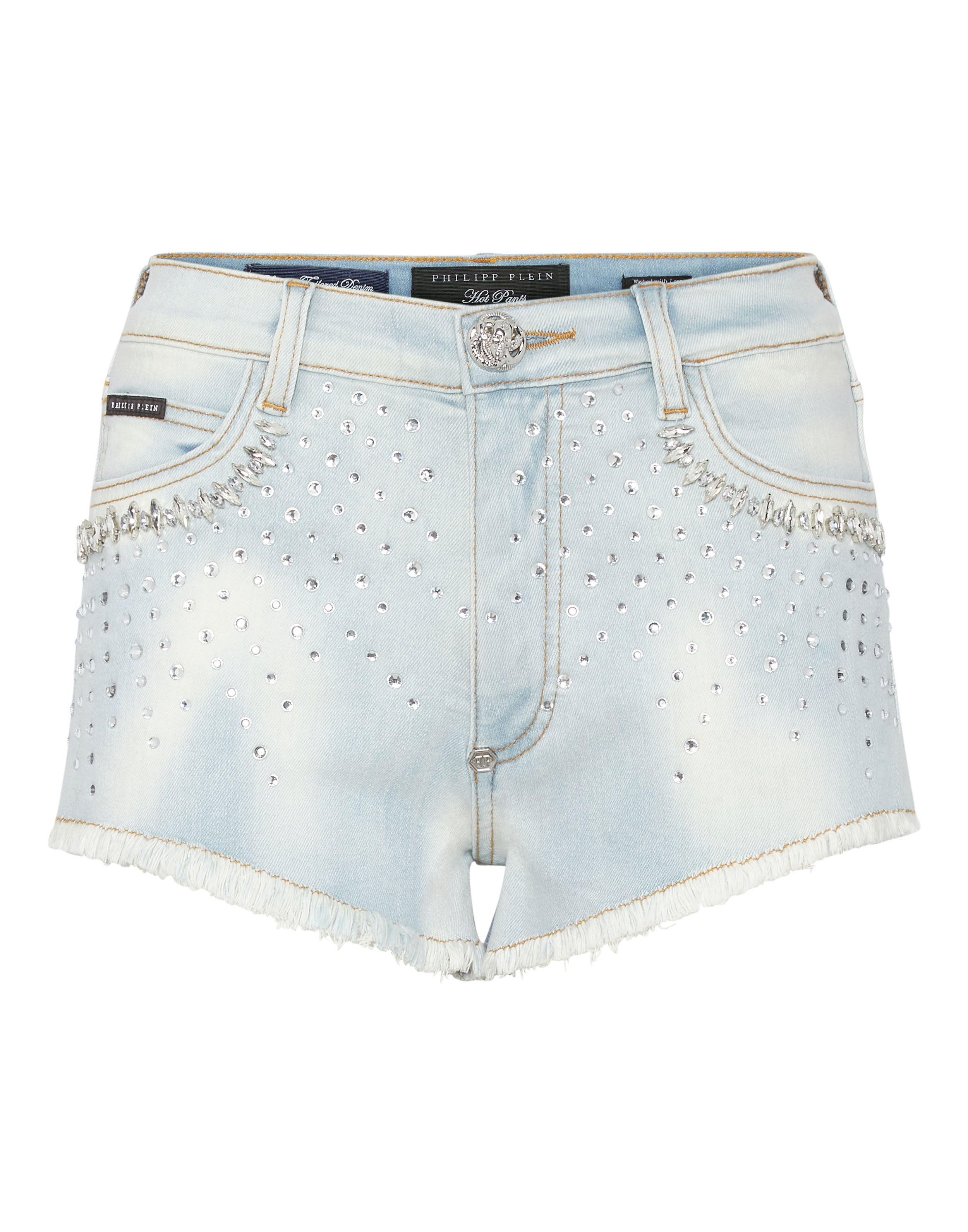 

Джинсовые шорты Strass Crystal PHILIPP PLEIN, цвет ice cube