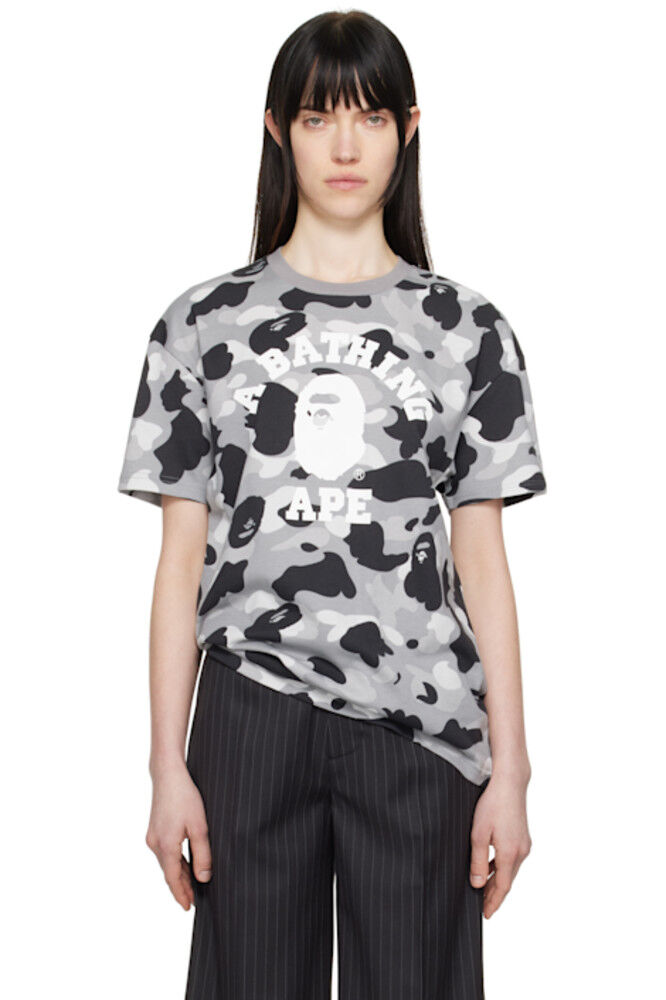 

Футболка большого размера с принтом «1st Camo College» серого цвета BAPE