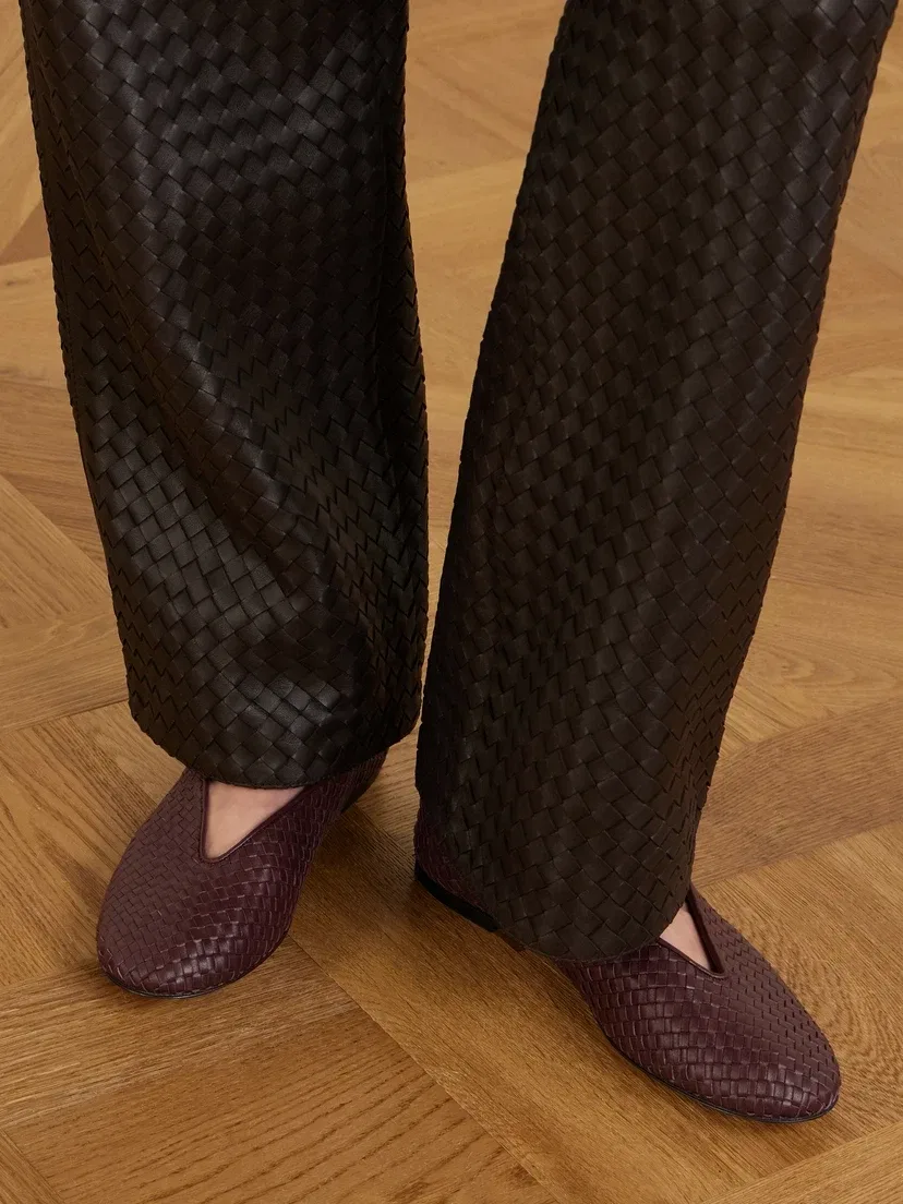 Балетки из кожи intrecciato цвета розовой пудры BOTTEGA VENETA, красный — фото 2