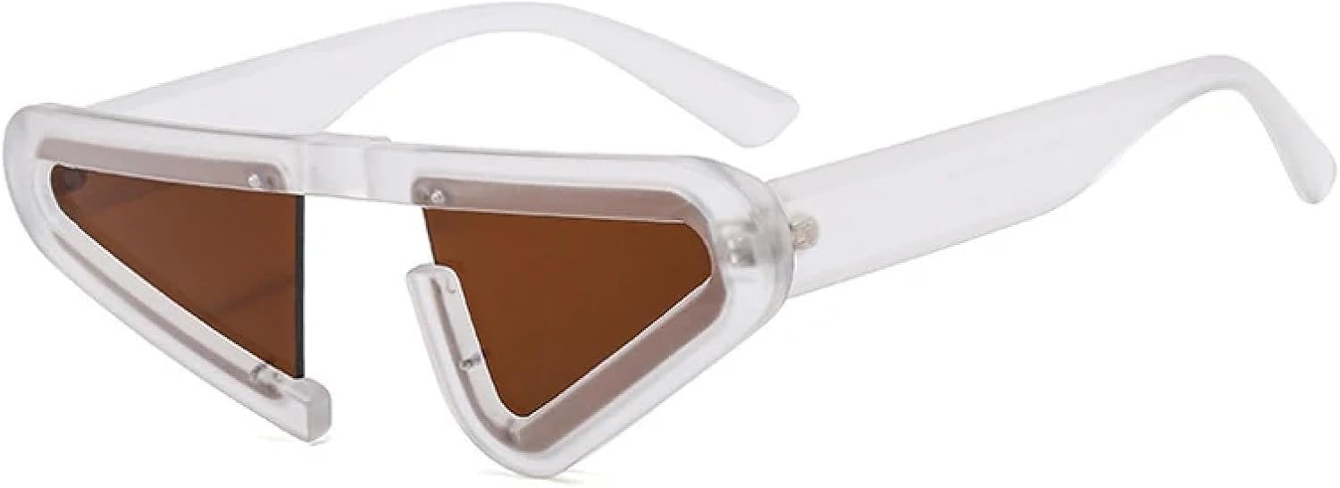 

Винтажные уникальные солнцезащитные очки «кошачий глаз» для женщин, модные полуободковые очки с градиентным переходом цвета, солнцезащитные очки UV400 для мужчин, треугольные солнцезащитные очки WNCKSQ, Matte Clear Tea