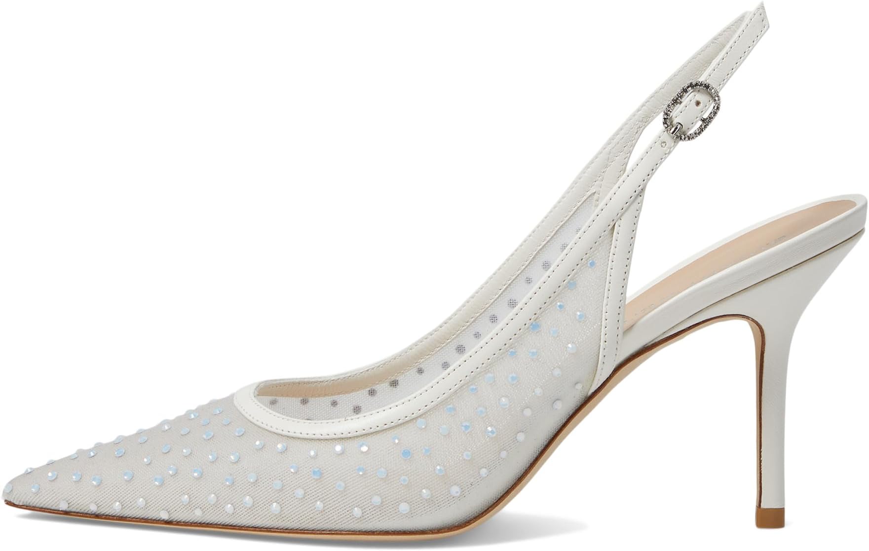 Туфли Stuart Weitzman Emilia Mesh 85 Slingback, White/Frosted White — фото 4