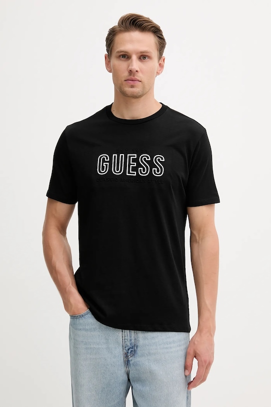 

Хлопковая футболка Guess, черный