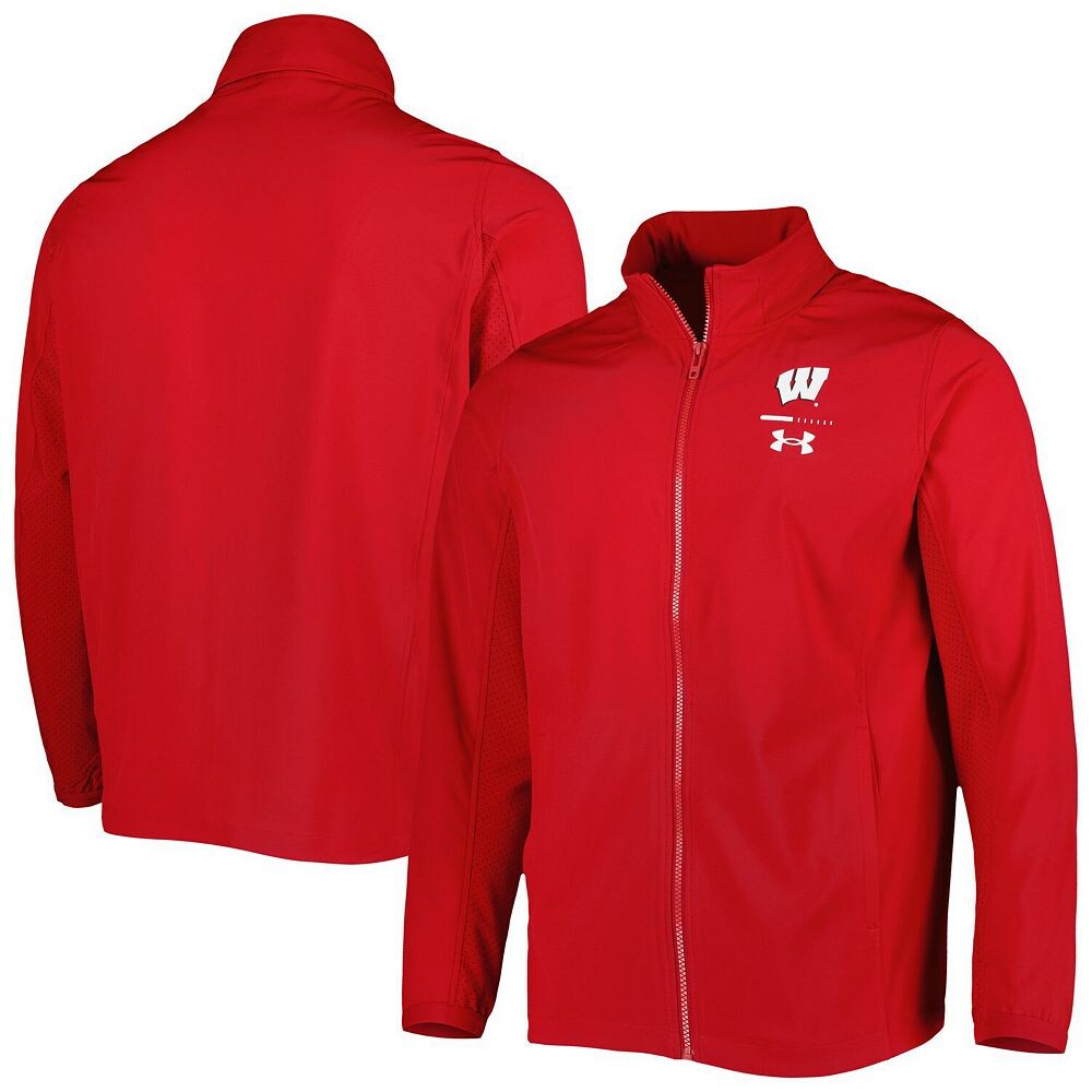 

Мужская красная куртка Under Armour Wisconsin Badgers Squad 3.0 с молнией во всю длину, цвет Wis Red