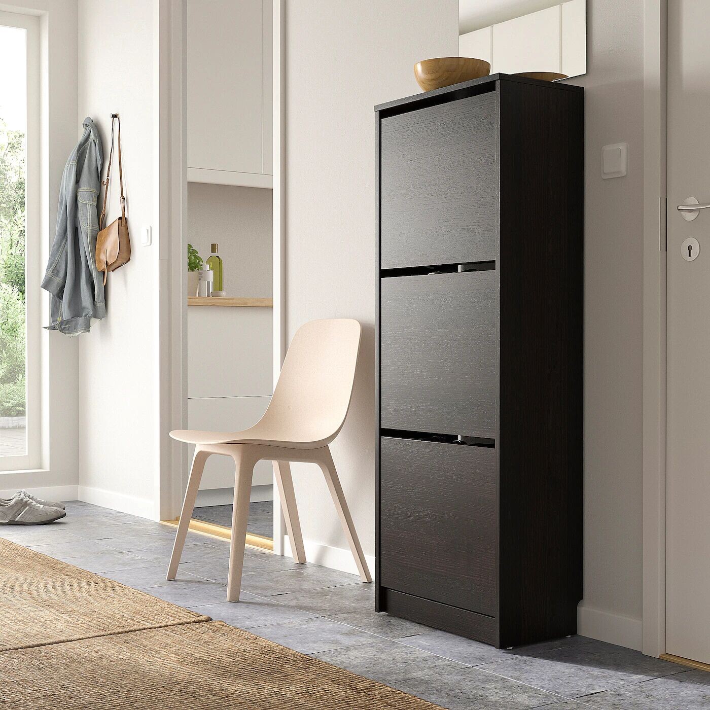 Галошница 3 отделения, черно-коричневый, 49х28х135 см, BISSA IKEA — фото 2