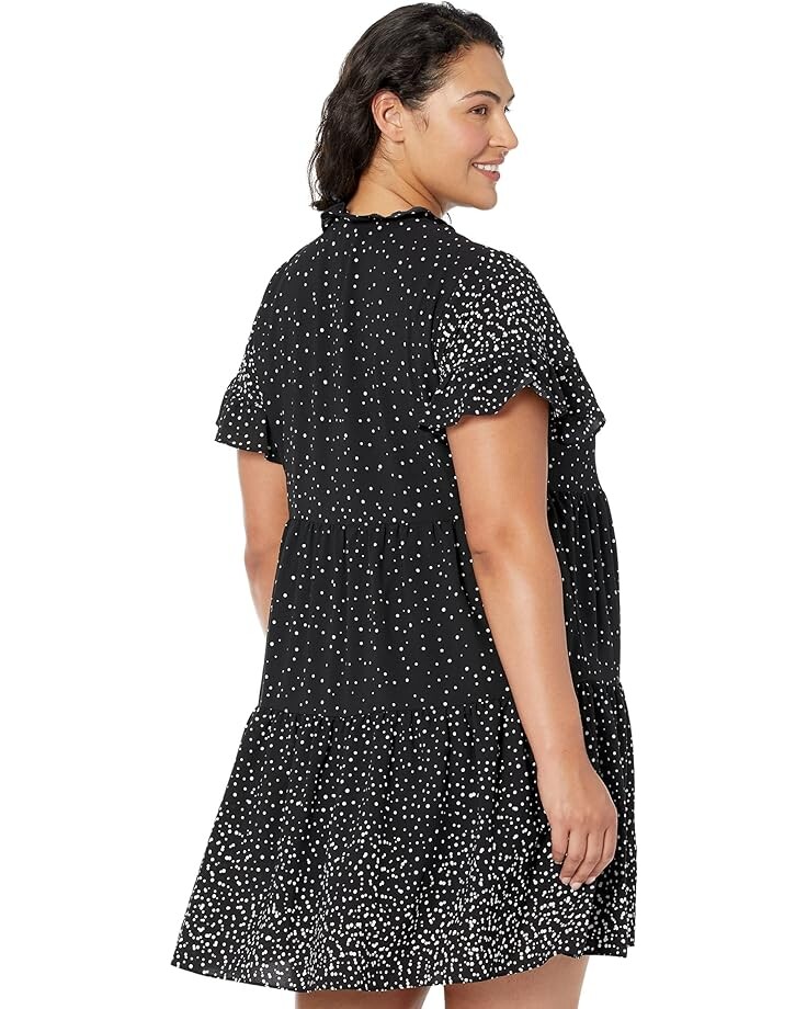 

Платье DKNY Plus Size Ruffle Neck and Sleeve Dress, цвет Black/Cream