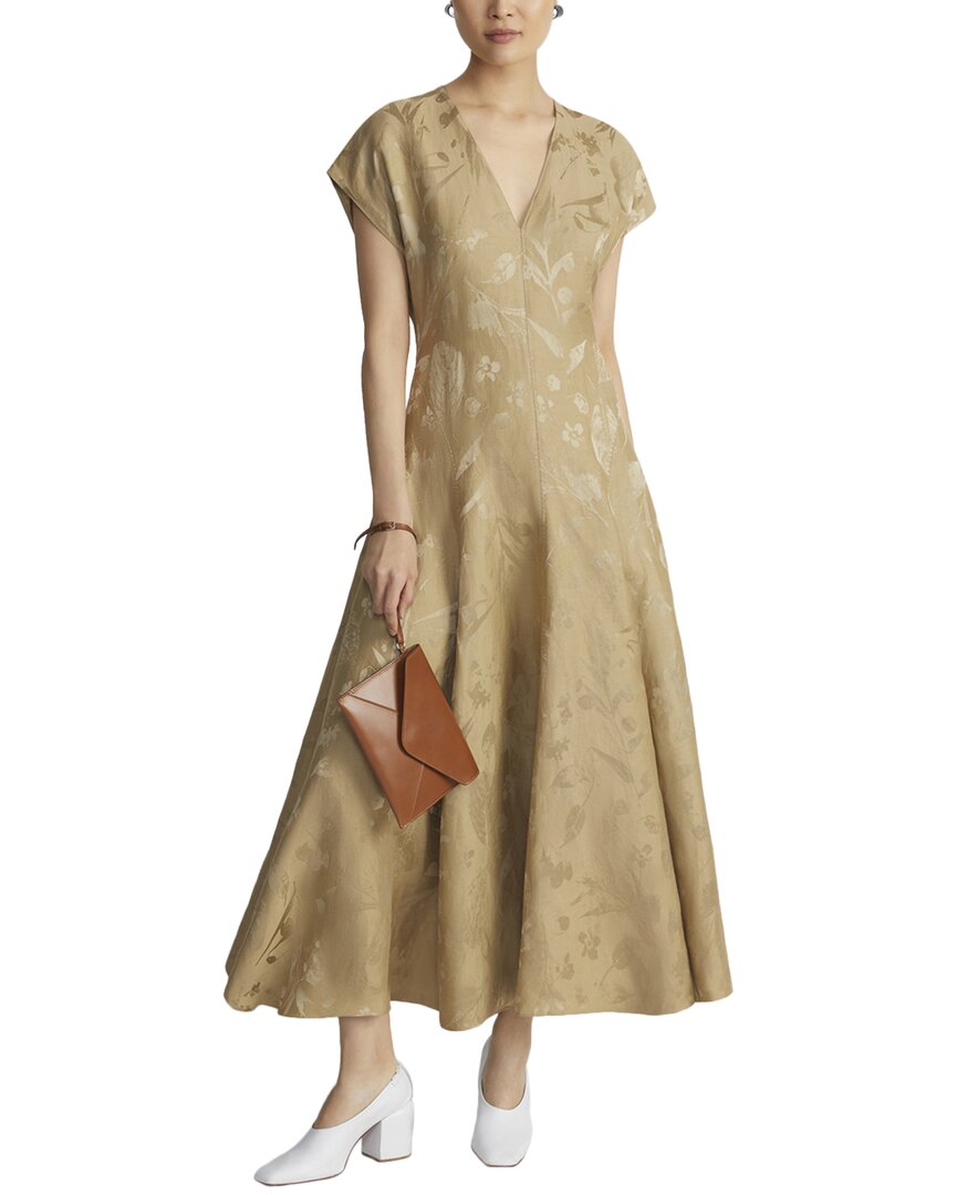 

Lafayette 148 New York Расклешенное платье макси из льняной смеси, коричневый