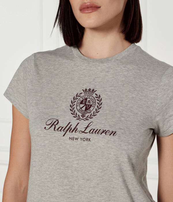 Футболка женская Polo Ralph Lauren с надписью, серый — фото 4