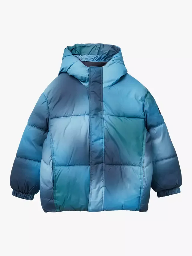 Детская экологичная пуховая куртка с перьями, синяя Benetton
