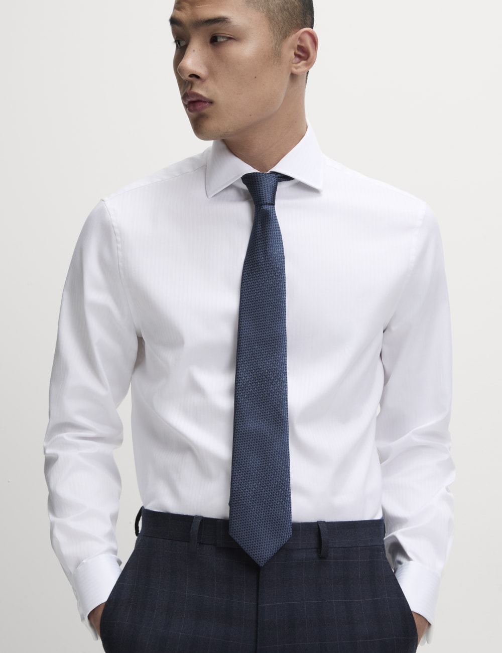 

Рубашка из хлопка в полоску Slim Fit Luxury Marks & Spencer SARTORIAL, белый