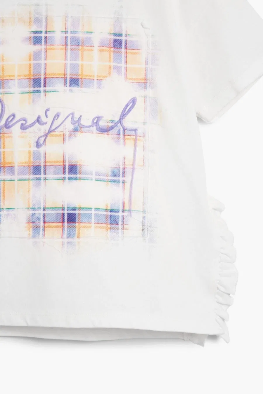 Детская футболка с коротким рукавом в клетку Desigual, белый — фото 4